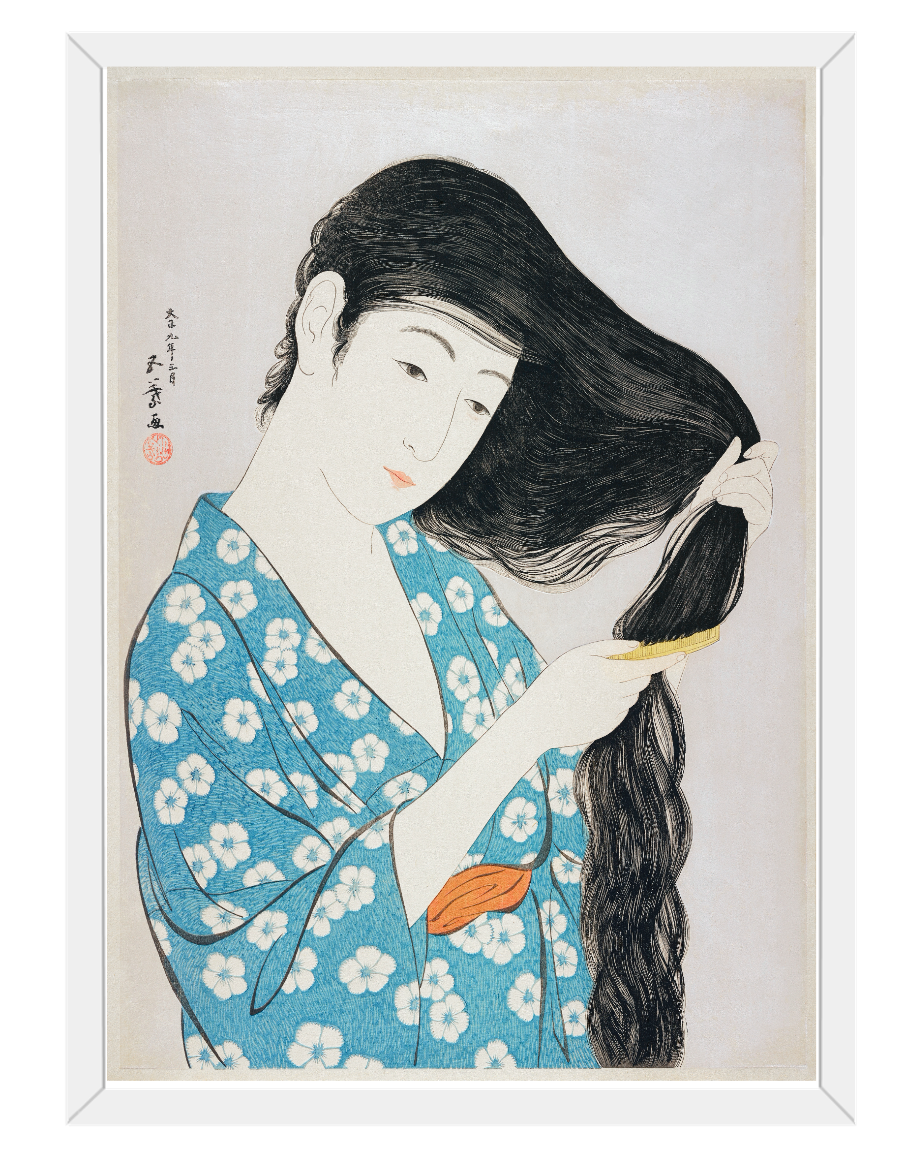 Japonesa peinando blanco