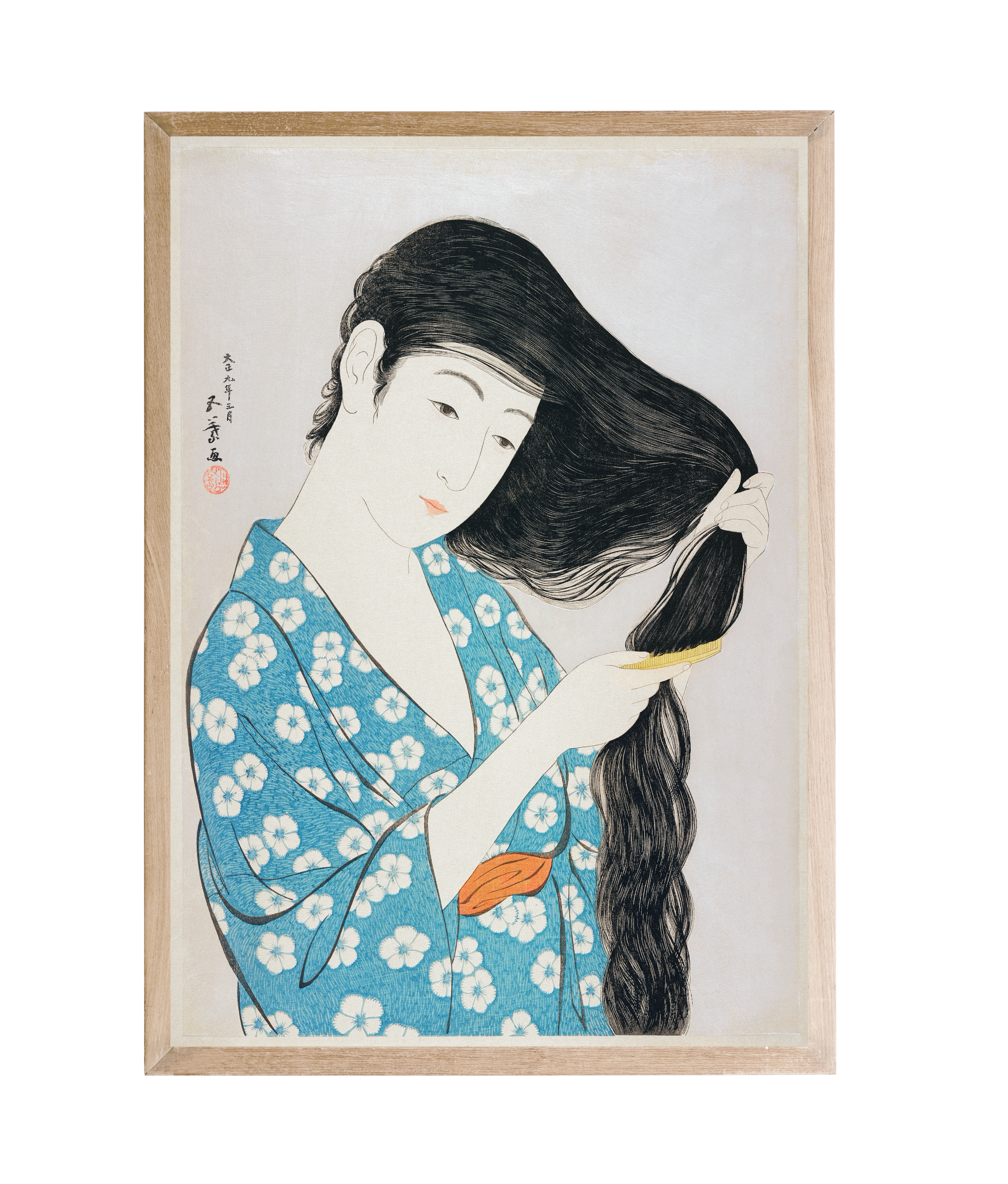 Japonesa peinando natural